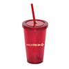 DA7321
	-500 ML. 17 FL. OZ. DOUBLE WALLED TUMBLER WITH STRAW-Red Transparent